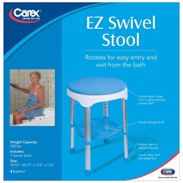 Carex Health Brands Blue/White Bath/Shower Seat Aluminum 20.75 in. H X 13.5 in. L FGB61200 0000 - main